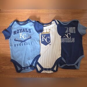 MLB Genuine Merchandise Kansas City Royals Baby  12M Bodysuits 3pc New